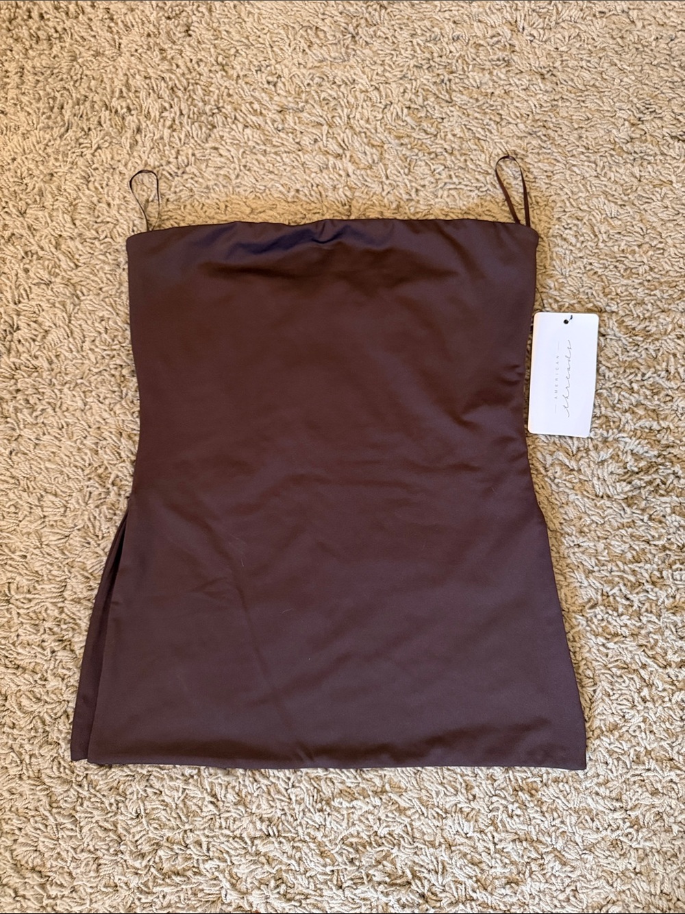 American Threads Brown Strapless Tube Top with side slits